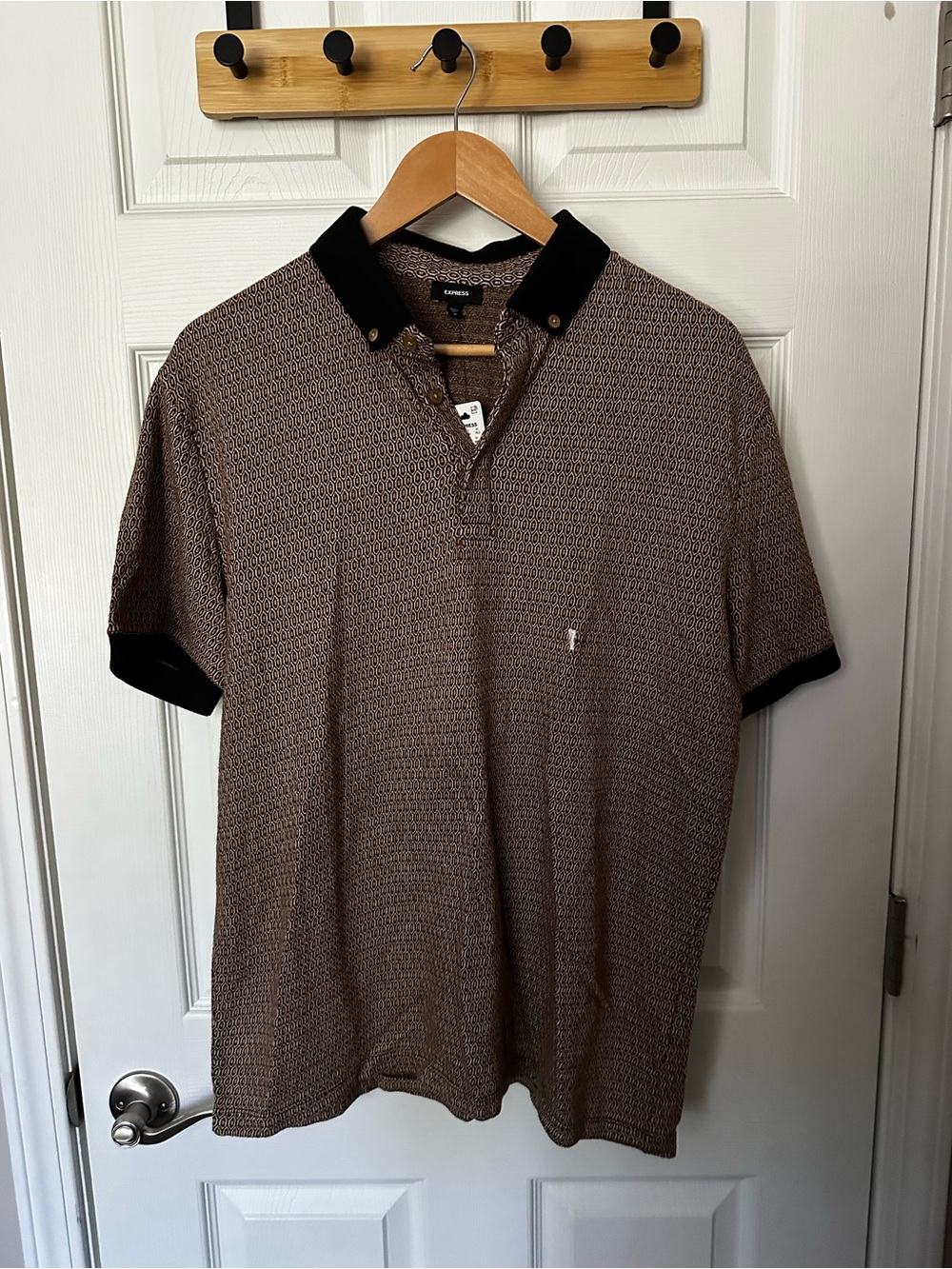 Express Brown Polo with Black Collar and Cuff